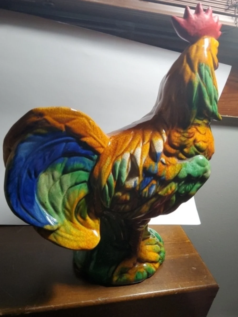 Vintage Majolica roster statue vintage majolica